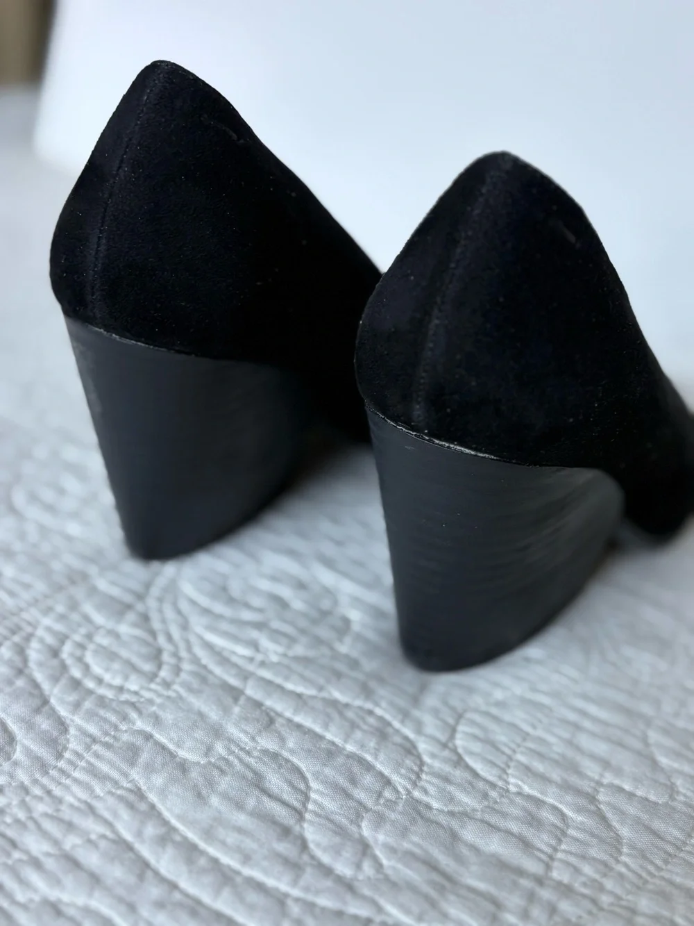 Eileen Fisher Black Suede Pointed Wedge Pumps